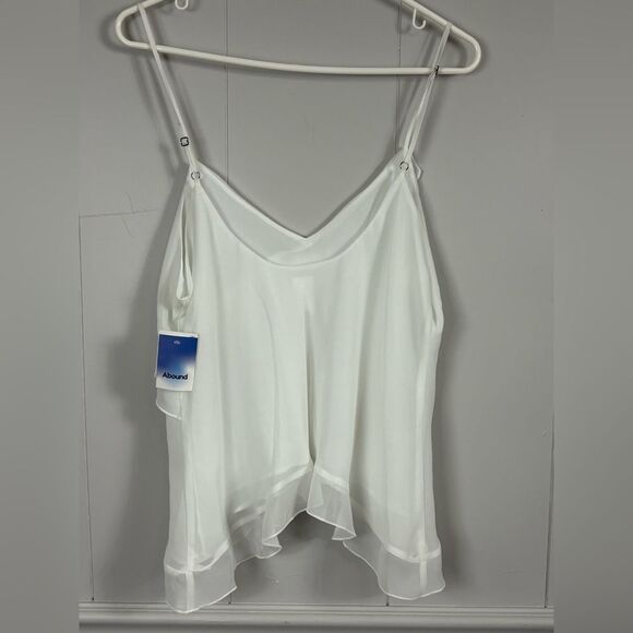 Abound White Asymmetrical Ruffled Cascading Chiffon Cami Size Large - Picture 3 of 12